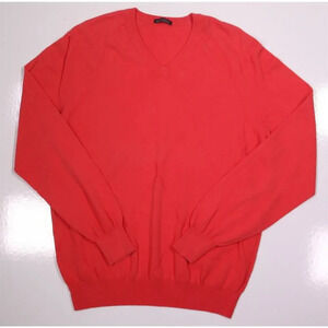 Ballantyne Salmon Pink Argyle Knit Diamond Cotton V-Neck Sweater 44/XS